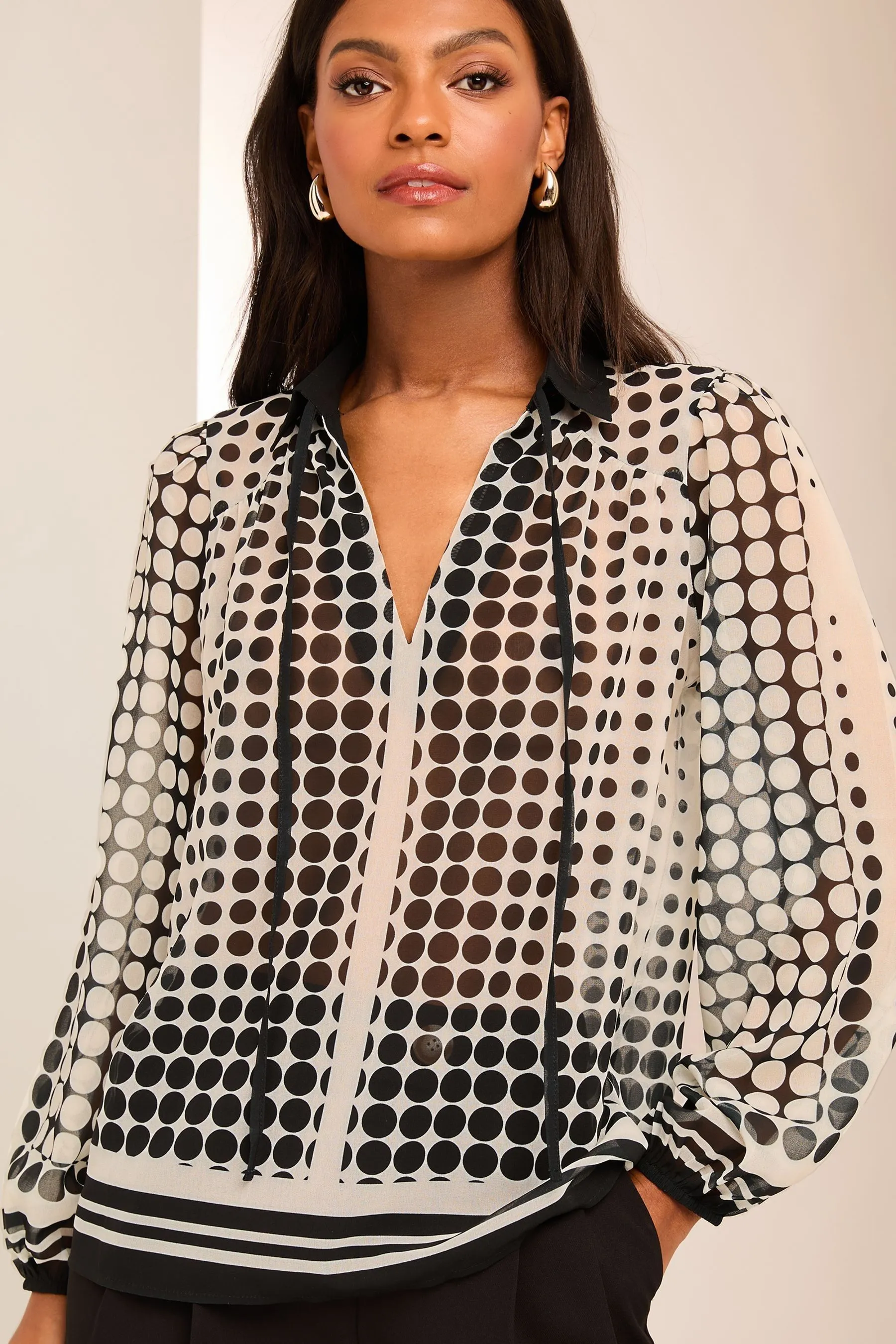 Lipsy V Neck Polka Dot Print Blouse