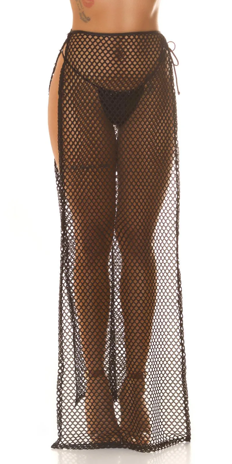 Maxi falda veraniega negra de red