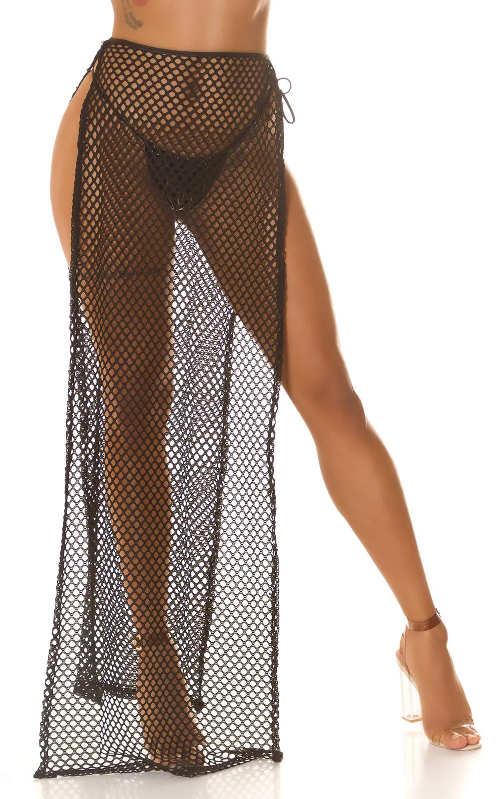 Maxi falda veraniega negra de red