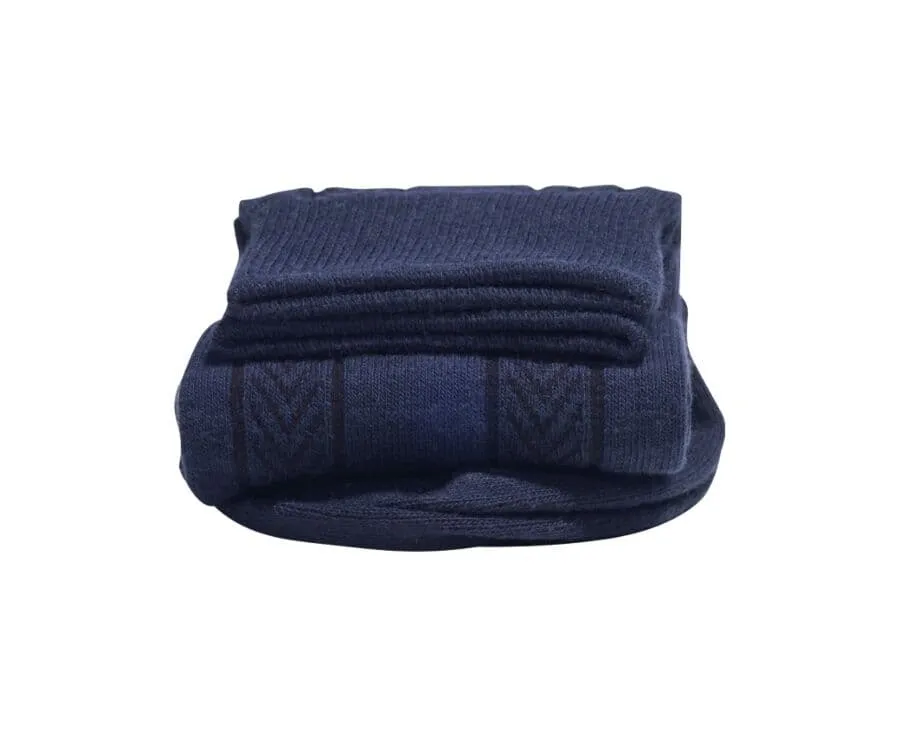 Men's Navy Thick Cotton Socks with herringbone style