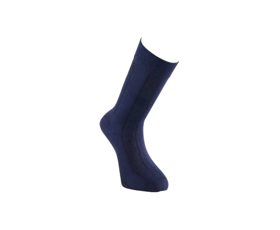 Men's Navy Thick Cotton Socks with herringbone style