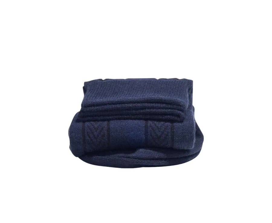 Men's Navy Thick Cotton Socks with herringbone style