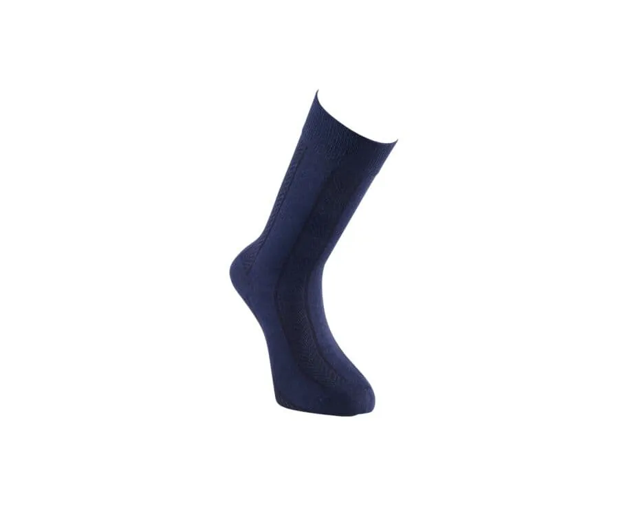 Men's Navy Thick Cotton Socks with herringbone style