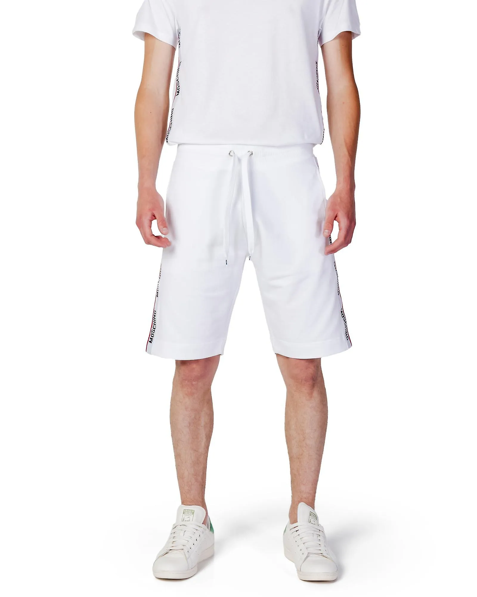 MOSCHINO UNDERWEAR LACEUP COTTON SHORTS WITH FRONT AND BACK POCKETS