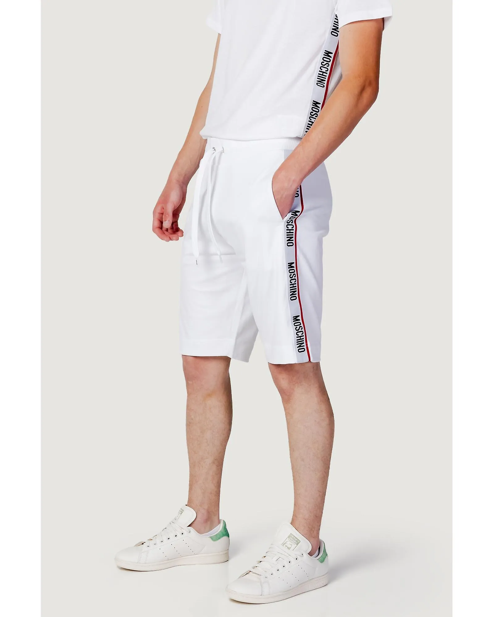 MOSCHINO UNDERWEAR LACEUP COTTON SHORTS WITH FRONT AND BACK POCKETS