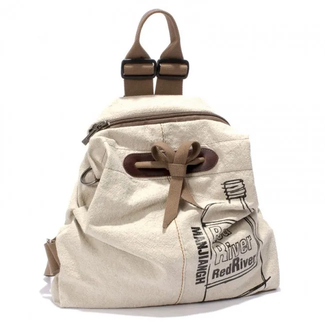 New Literary Fresh Cotton Cloth Minimalist Backpack Schoolbag Travel Backpack