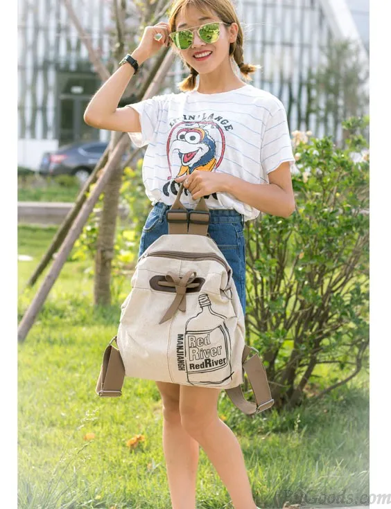 New Literary Fresh Cotton Cloth Minimalist Backpack Schoolbag Travel Backpack