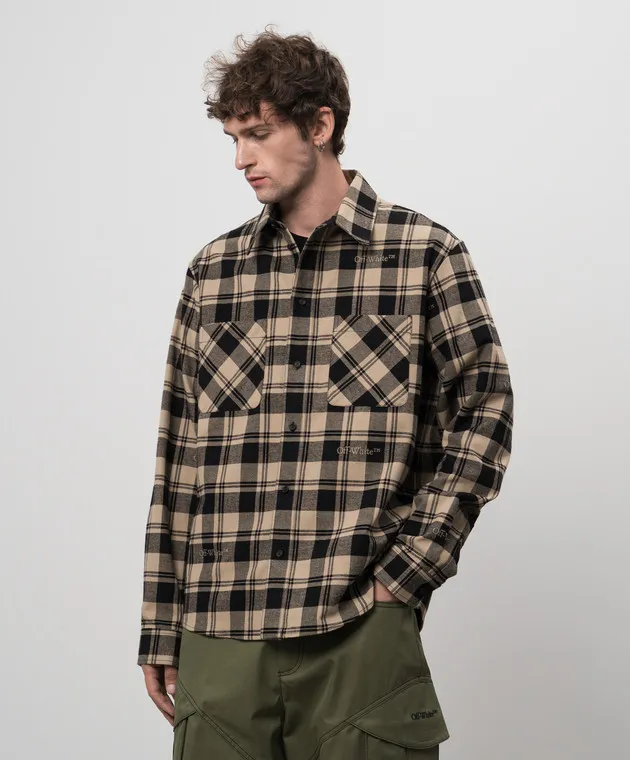 OFFWHITE BEIGE CHECKED SHIRT
