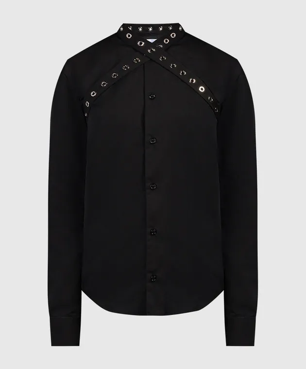 OFFWHITE BLACK SHIRT WITH EYELETS