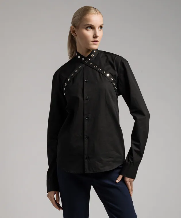 OFFWHITE BLACK SHIRT WITH EYELETS