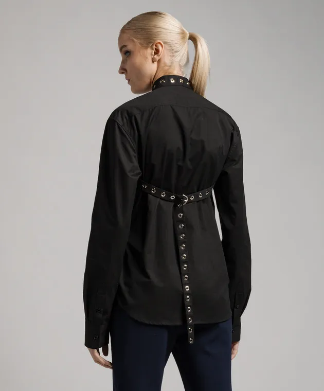 OFFWHITE BLACK SHIRT WITH EYELETS