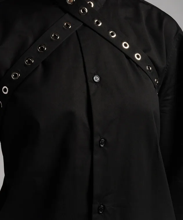 OFFWHITE BLACK SHIRT WITH EYELETS