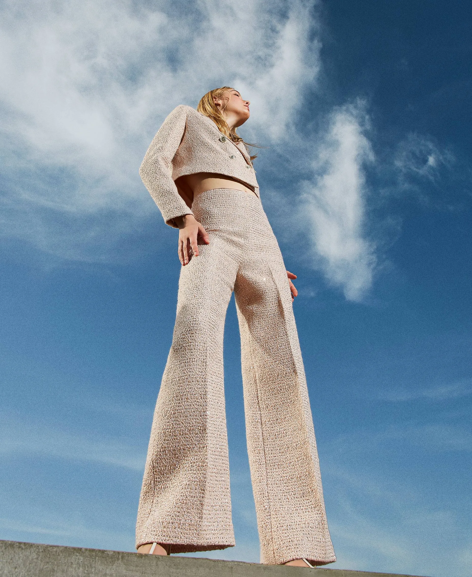Pantalón bouclé de lúrex