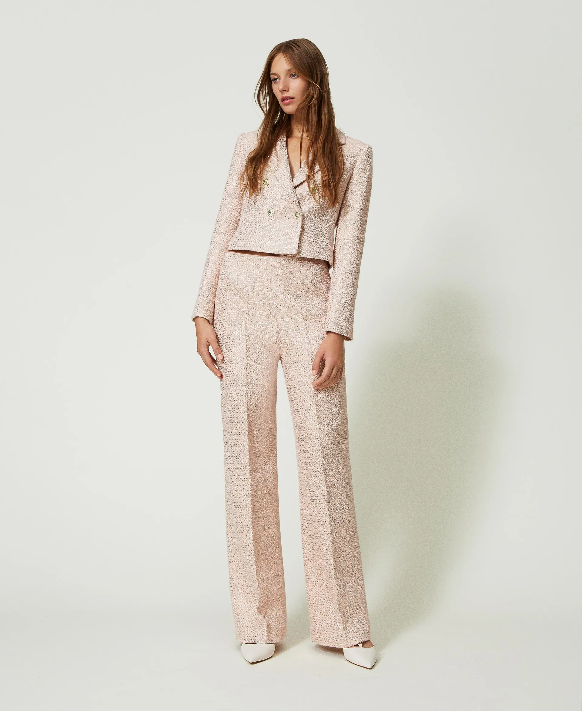 Pantalón bouclé de lúrex