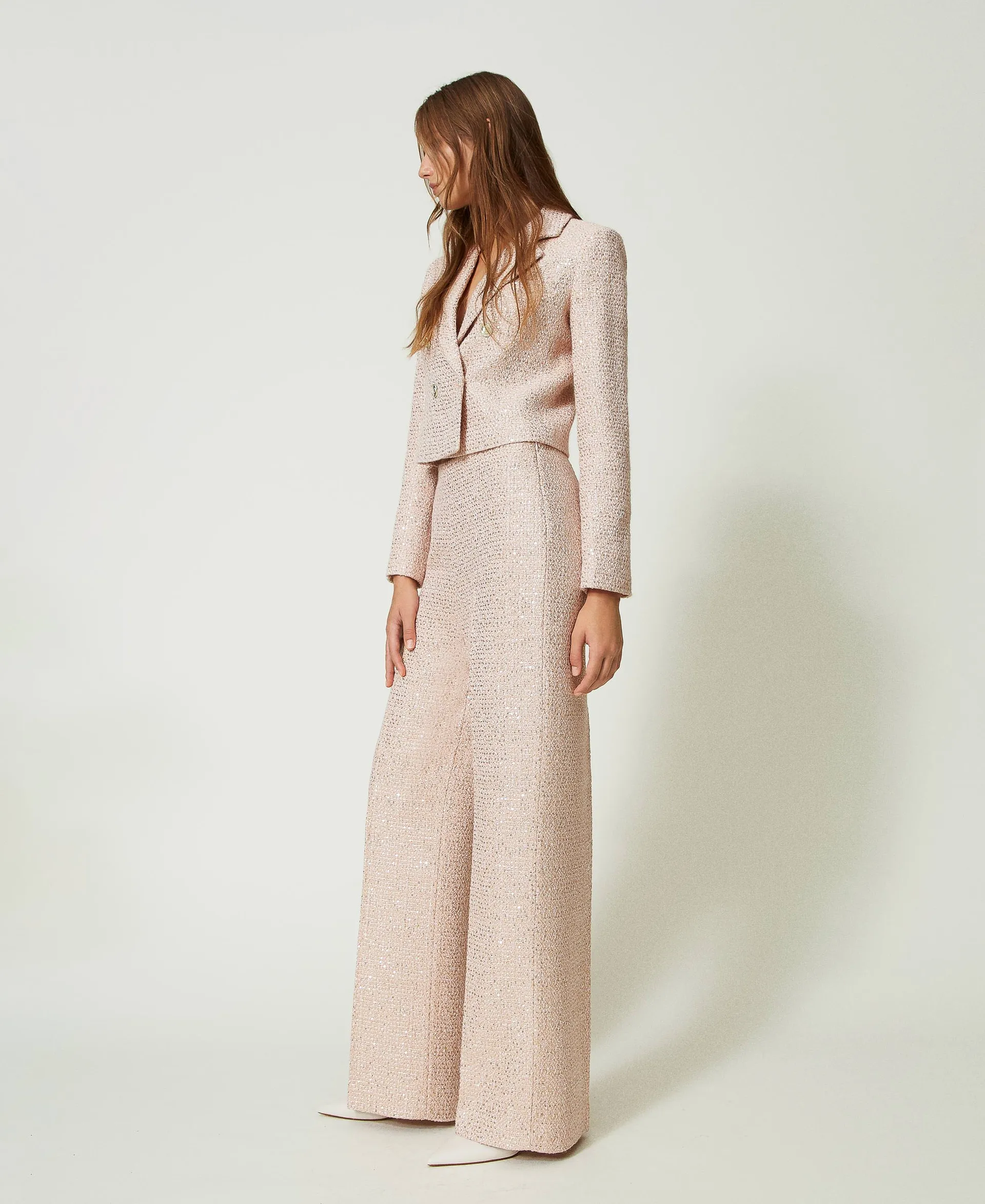 Pantalón bouclé de lúrex