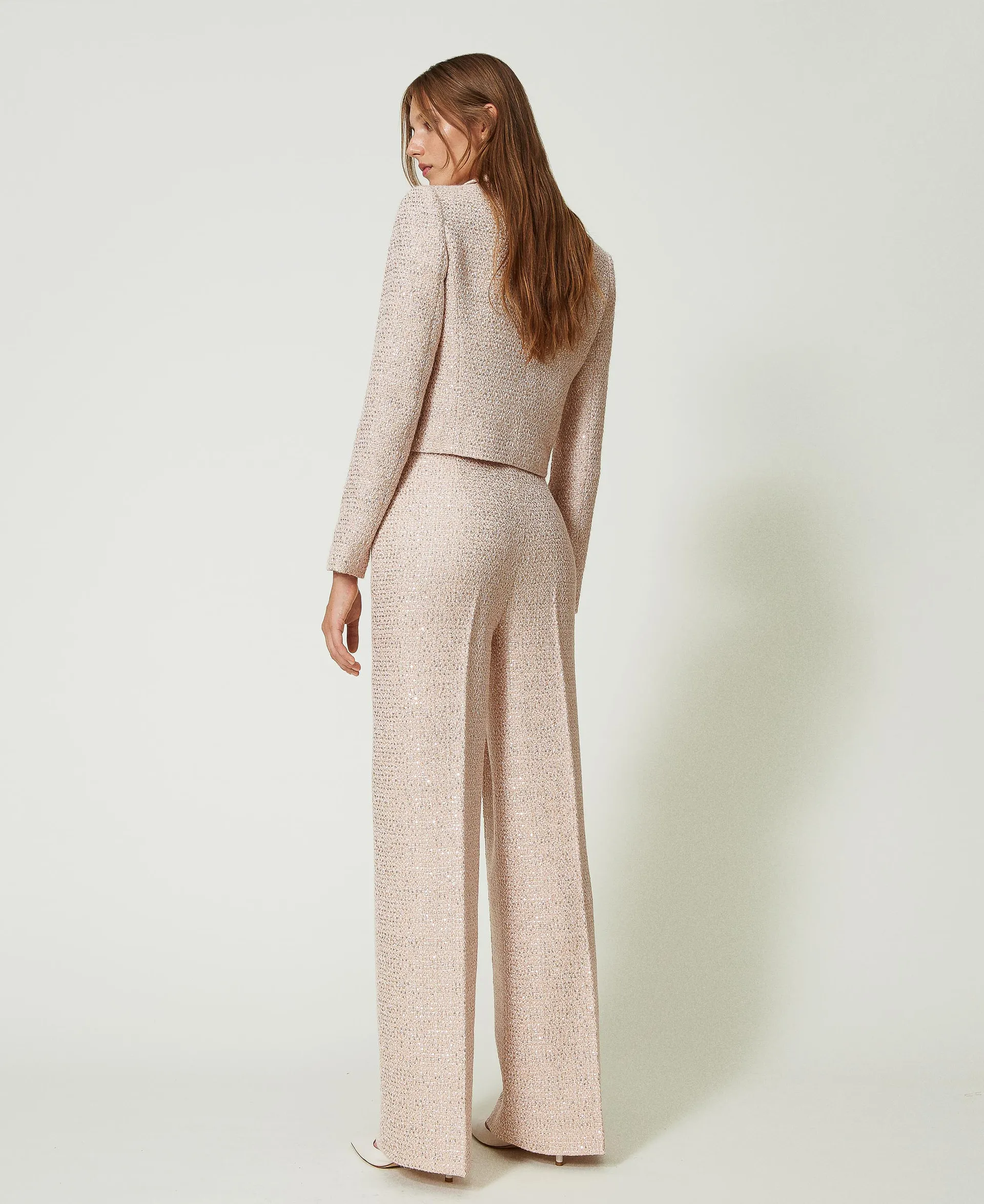 Pantalón bouclé de lúrex