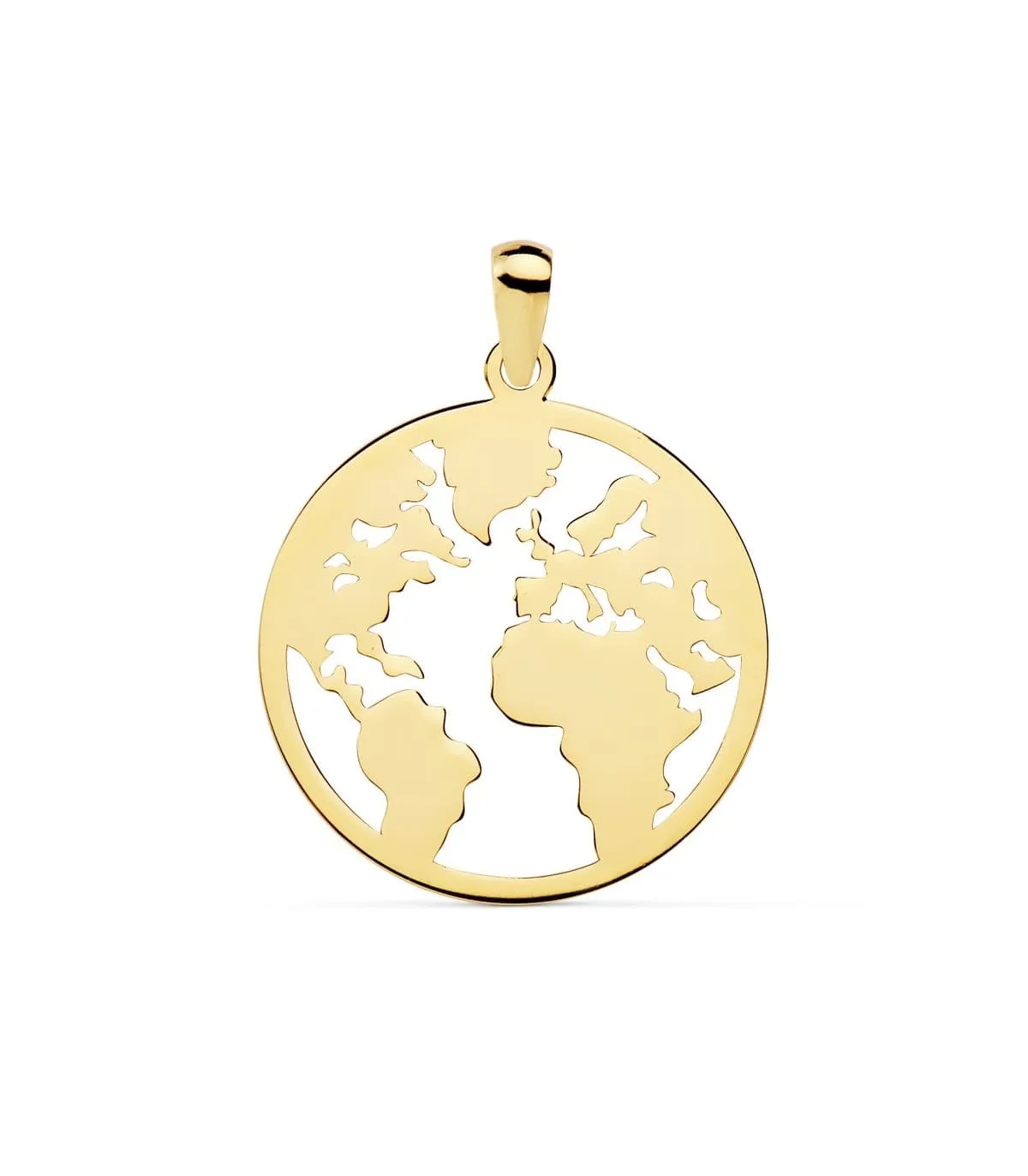 Pendentif Flat World Or Jaune 18K 20mm