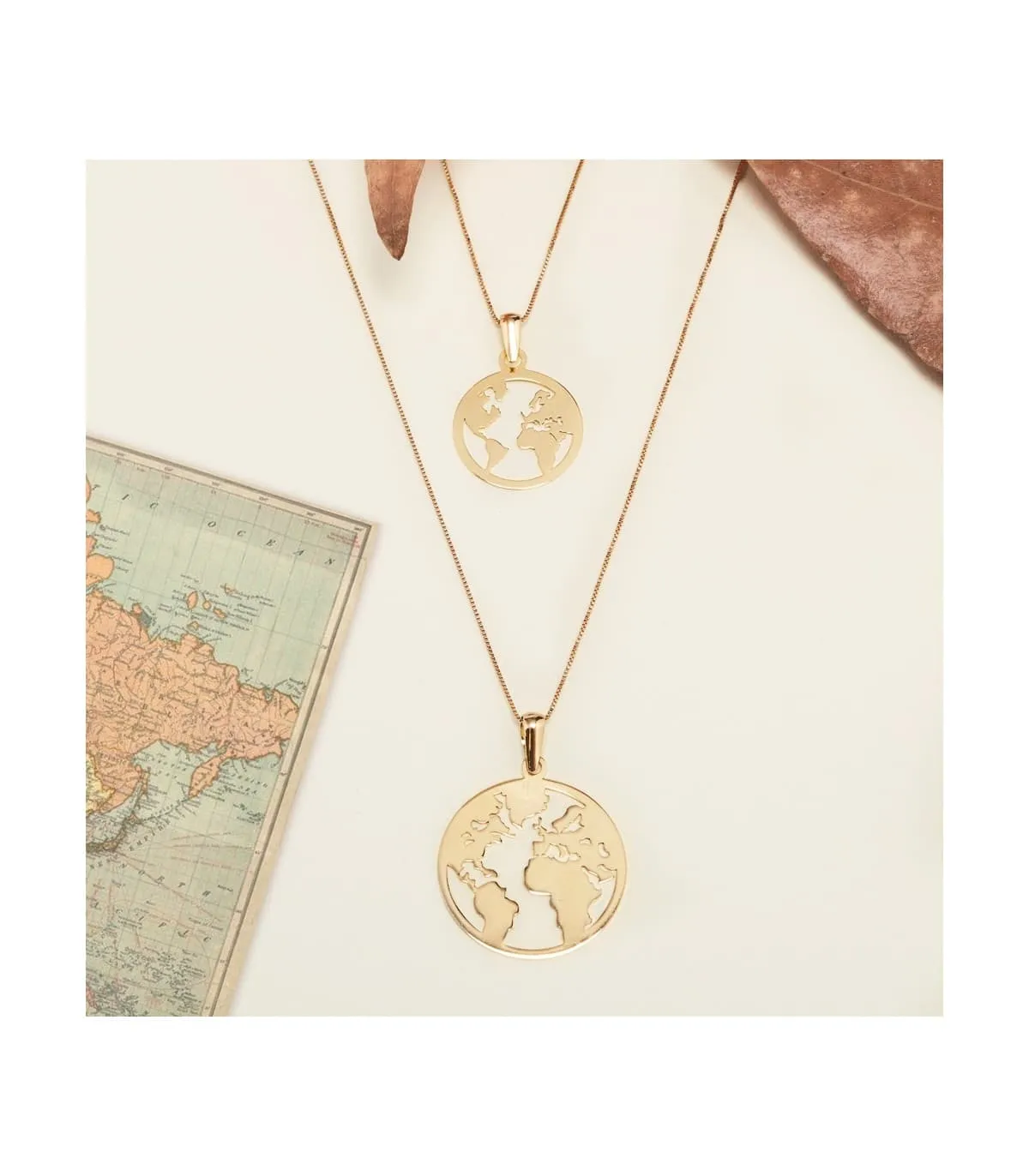 Pendentif Flat World Or Jaune 18K 20mm