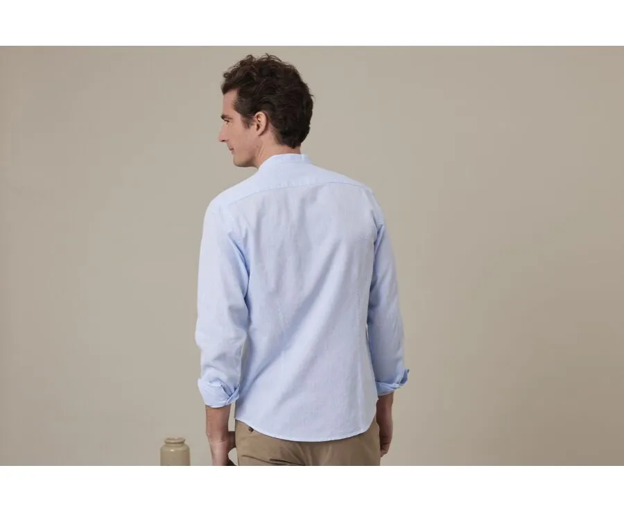 PLAIN LIGHT BLUE CHAMBRAY COTTON LINEN SHIRT  ELIBERT