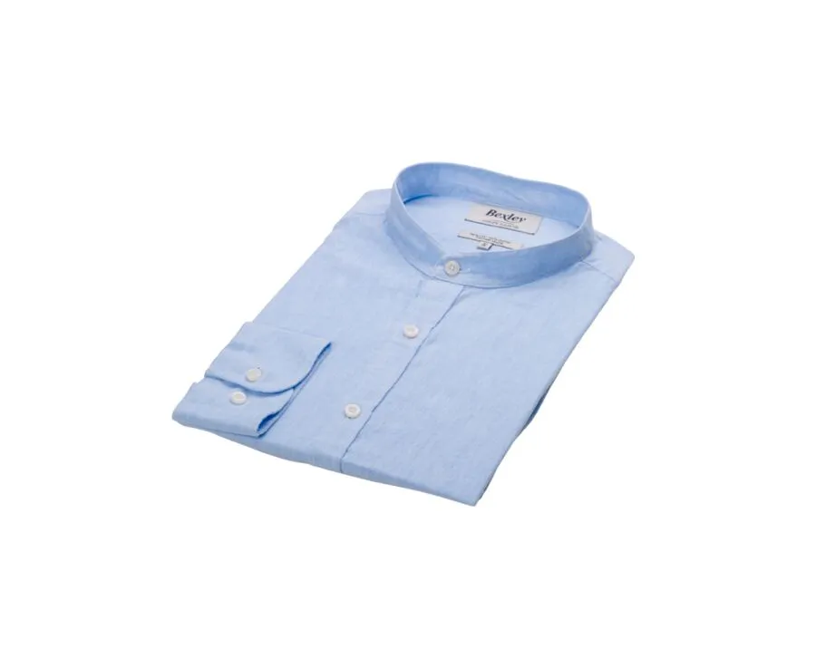 PLAIN LIGHT BLUE CHAMBRAY COTTON LINEN SHIRT  ELIBERT
