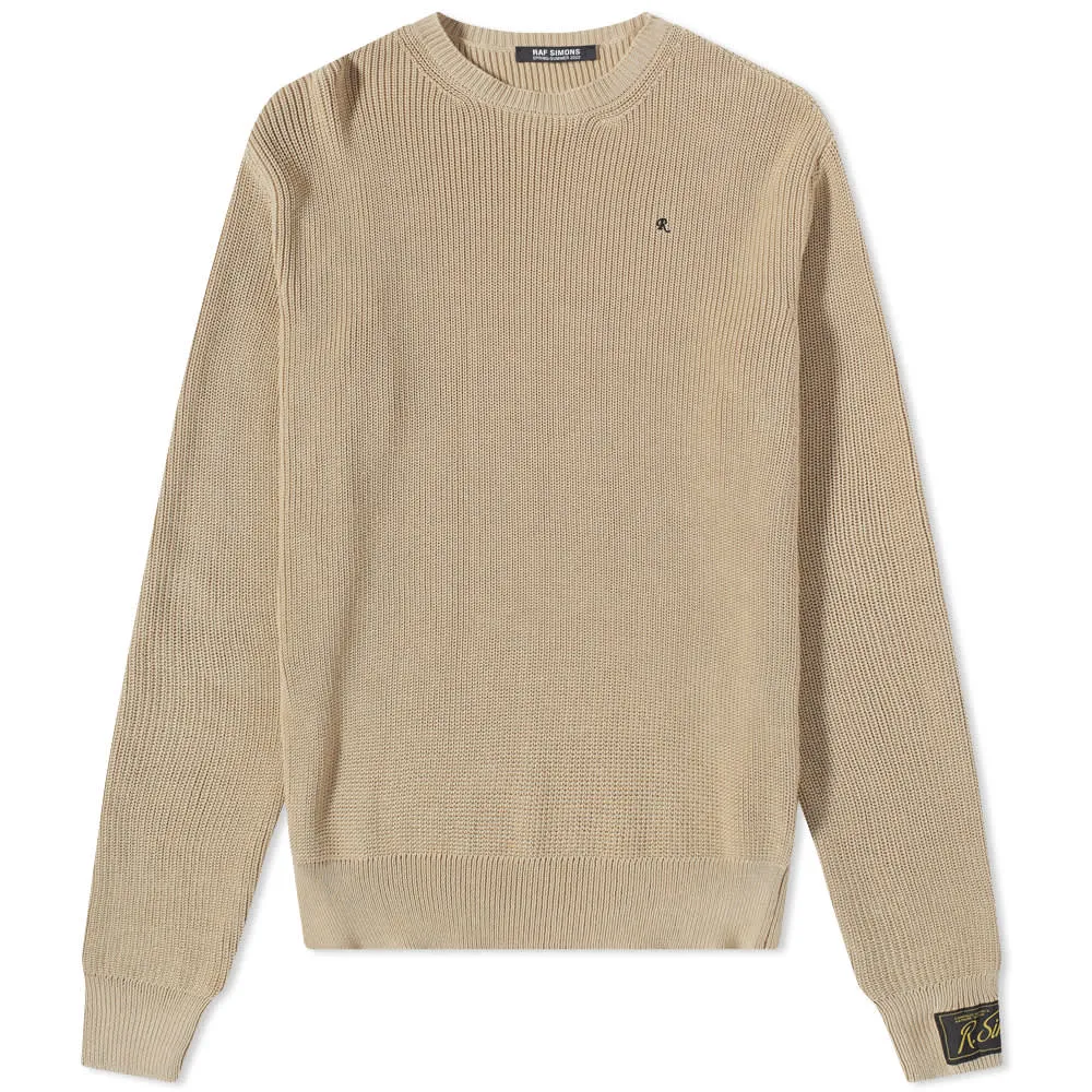 RAF SIMONS R Logo Crew Knit Camel