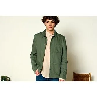 SAGE GREEN MEN'S COTTON/LINEN  PAINTER JACKET  FAUSTINIEN