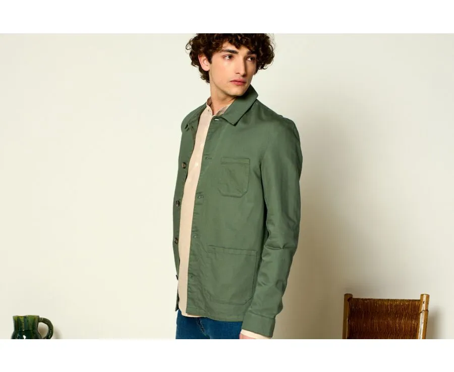 SAGE GREEN MEN'S COTTON/LINEN  PAINTER JACKET  FAUSTINIEN