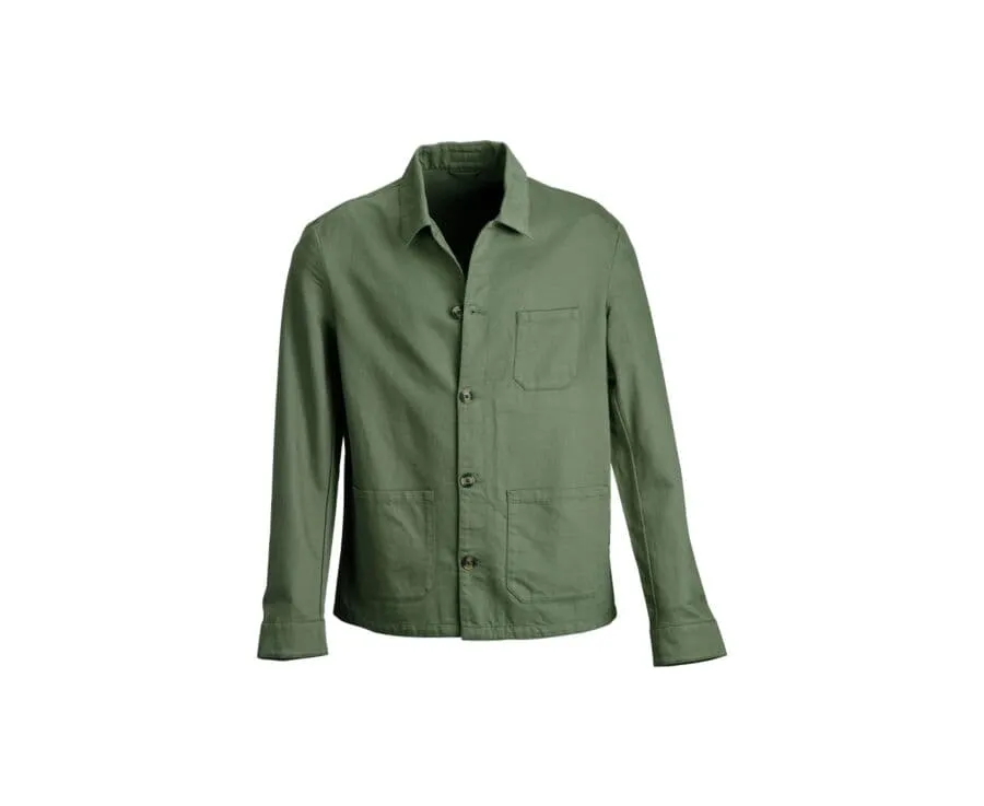SAGE GREEN MEN'S COTTON/LINEN  PAINTER JACKET  FAUSTINIEN