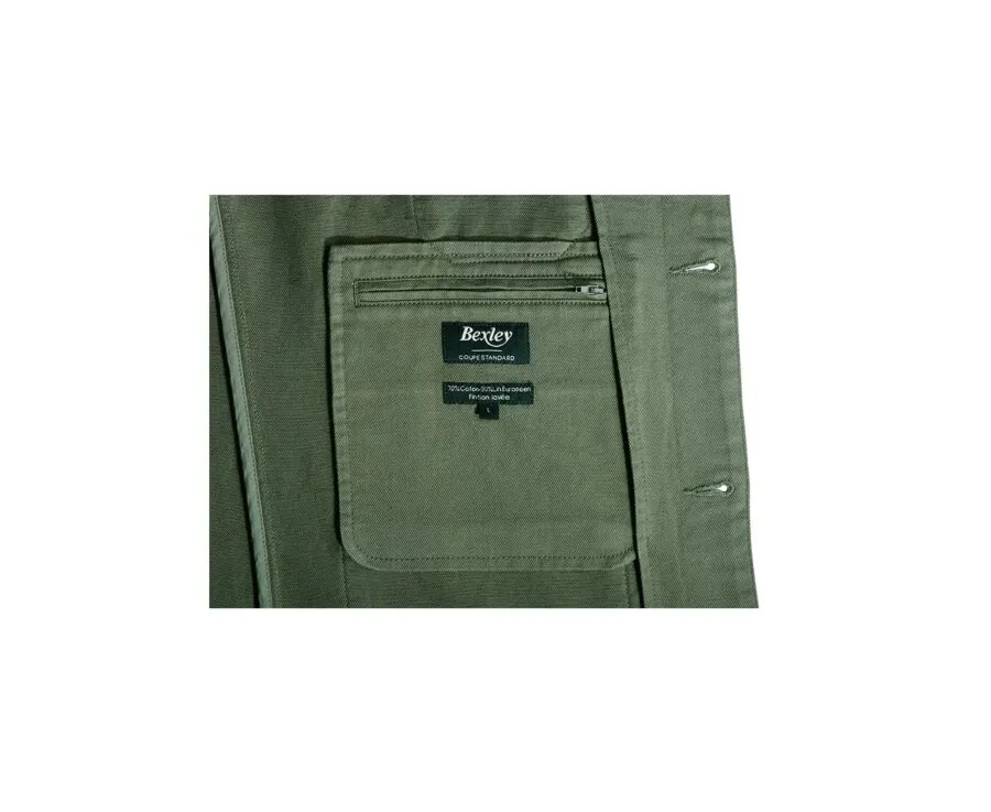 SAGE GREEN MEN'S COTTON/LINEN  PAINTER JACKET  FAUSTINIEN
