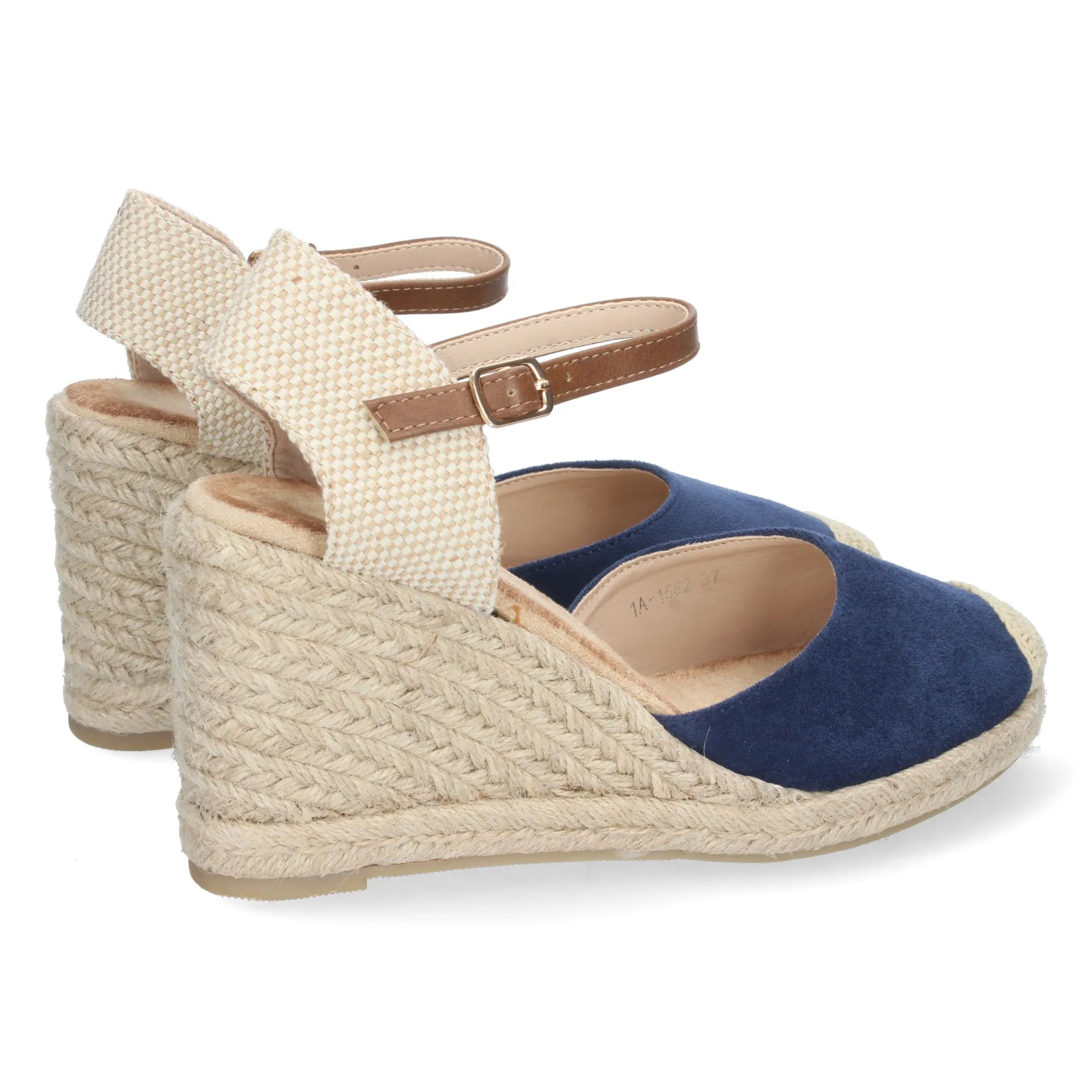 Sandalias de cuña media y hebilla mujer color marino