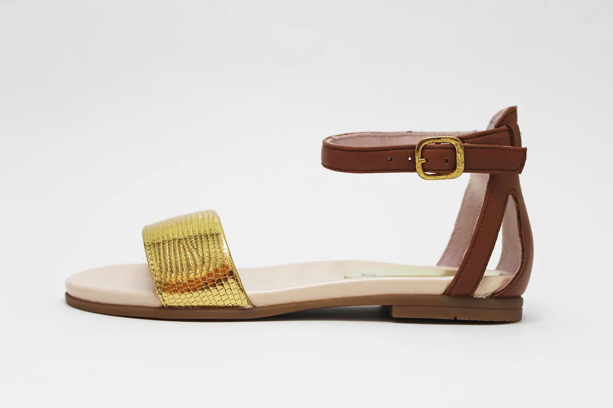 Sandalias dorado cuero niña Unisa