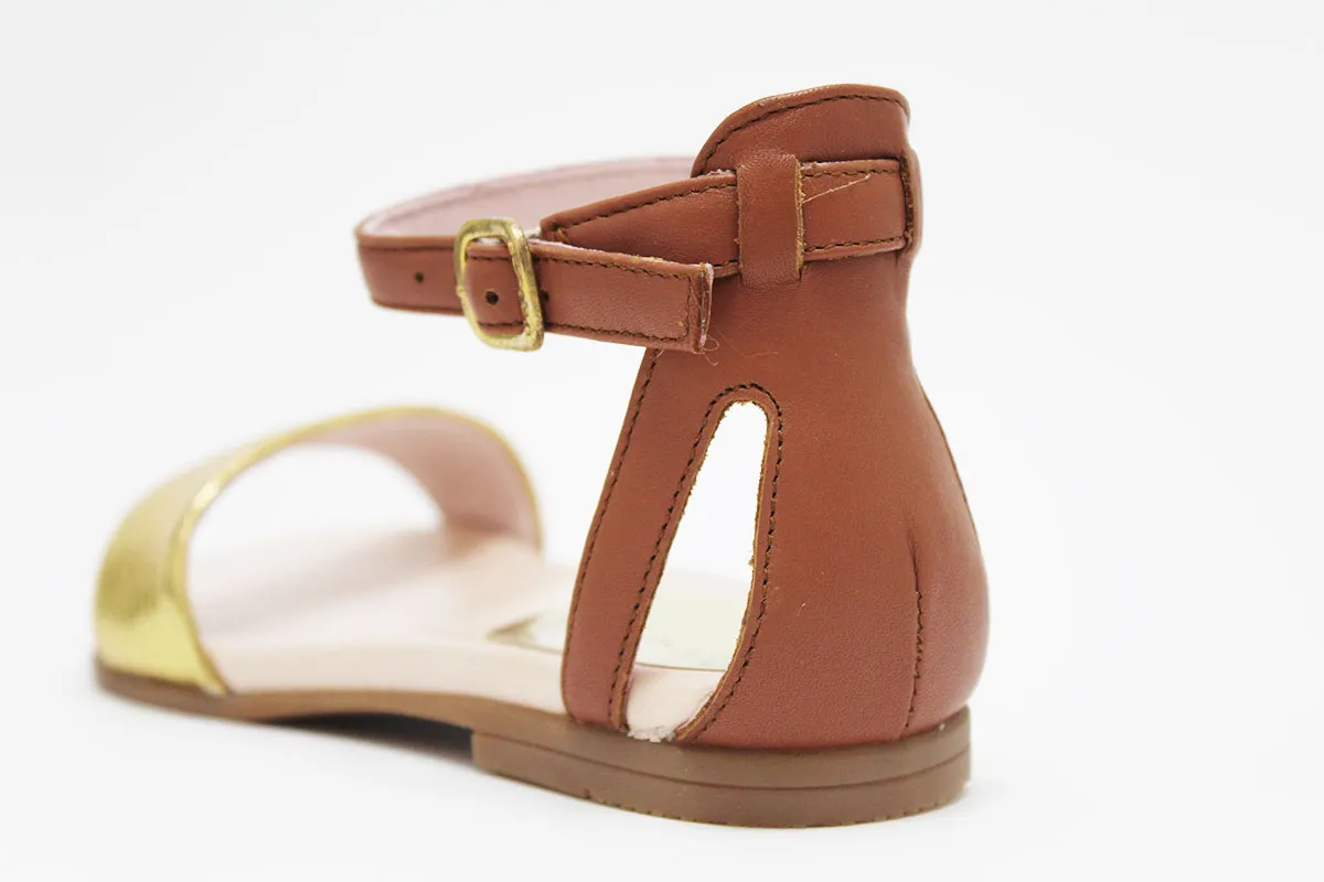 Sandalias dorado cuero niña Unisa