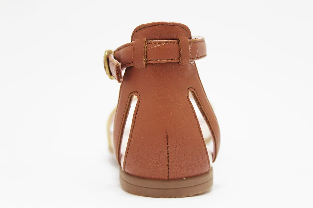 Sandalias dorado cuero niña Unisa
