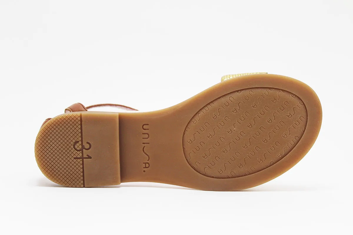 Sandalias dorado cuero niña Unisa