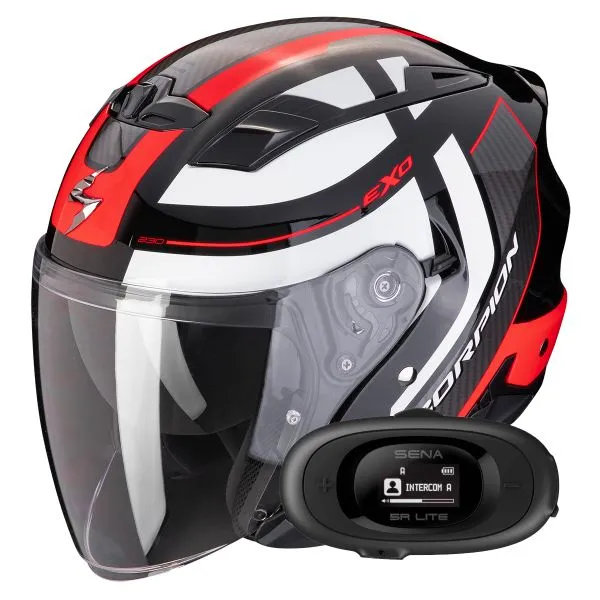 Scorpion Exo 230 Pul Black Red + Kit bluetooth 5R Lite Solo 