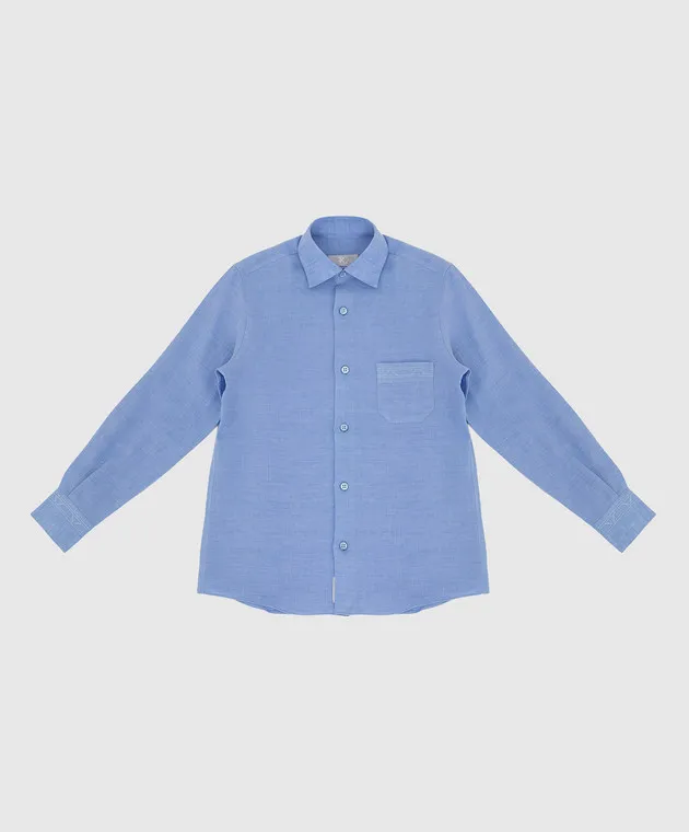 Stefano Ricci Children's blue linen shirt