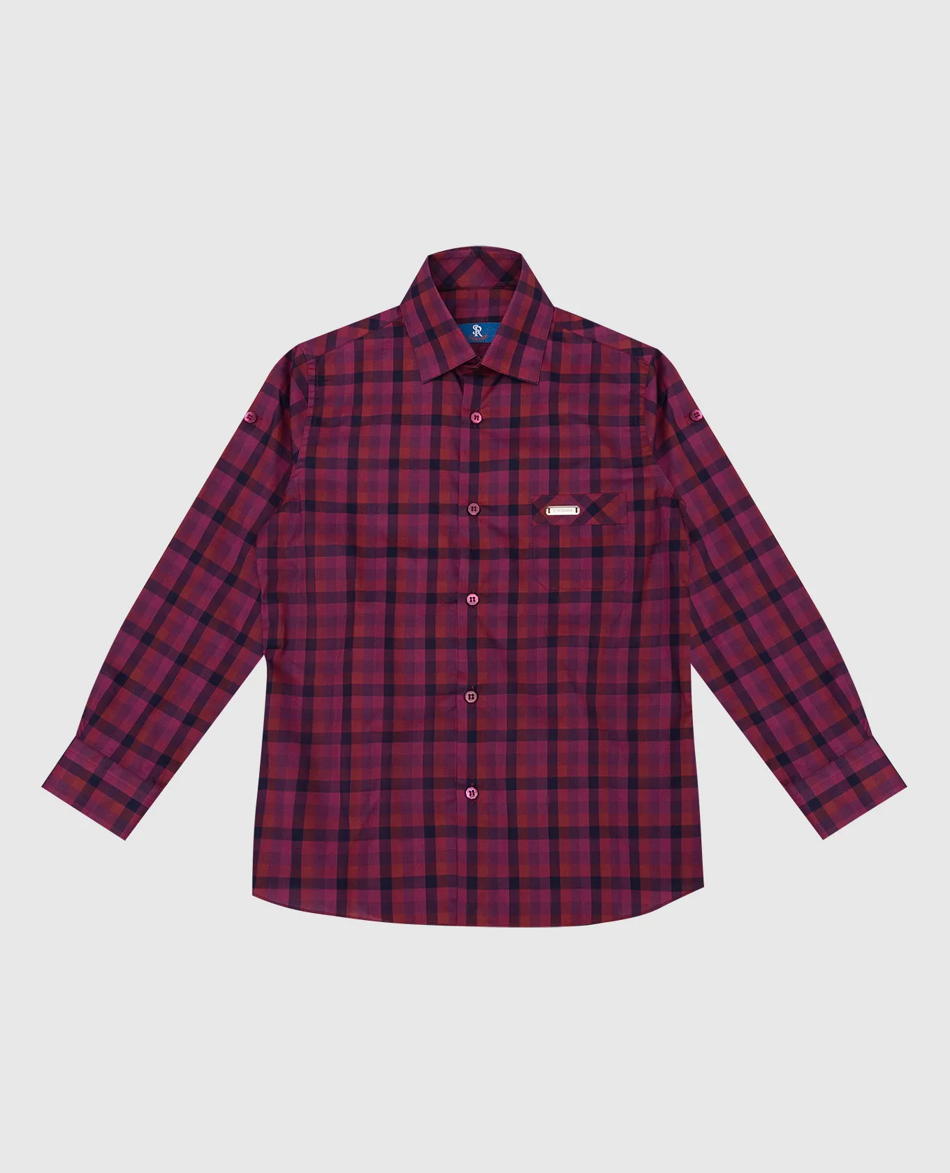 Stefano Ricci Children's burgundy checked shirt