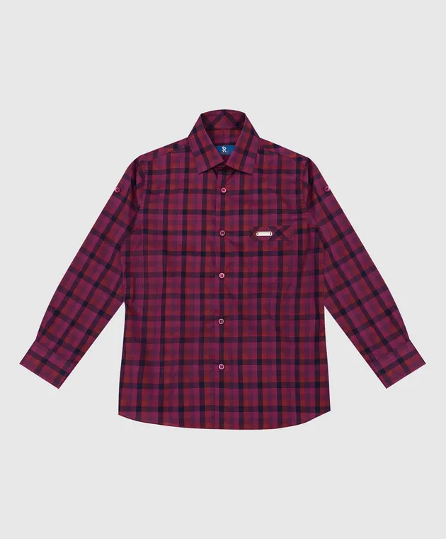 Stefano Ricci Children's burgundy checked shirt