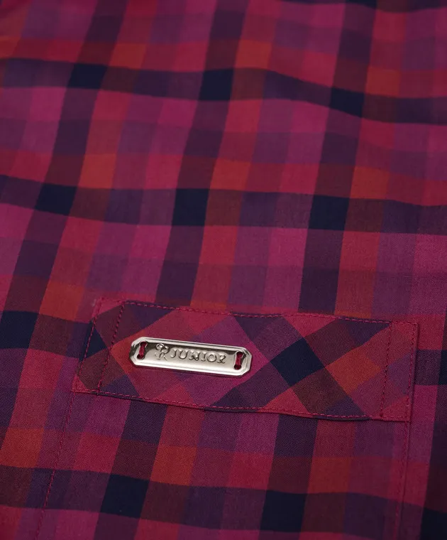 Stefano Ricci Children's burgundy checked shirt