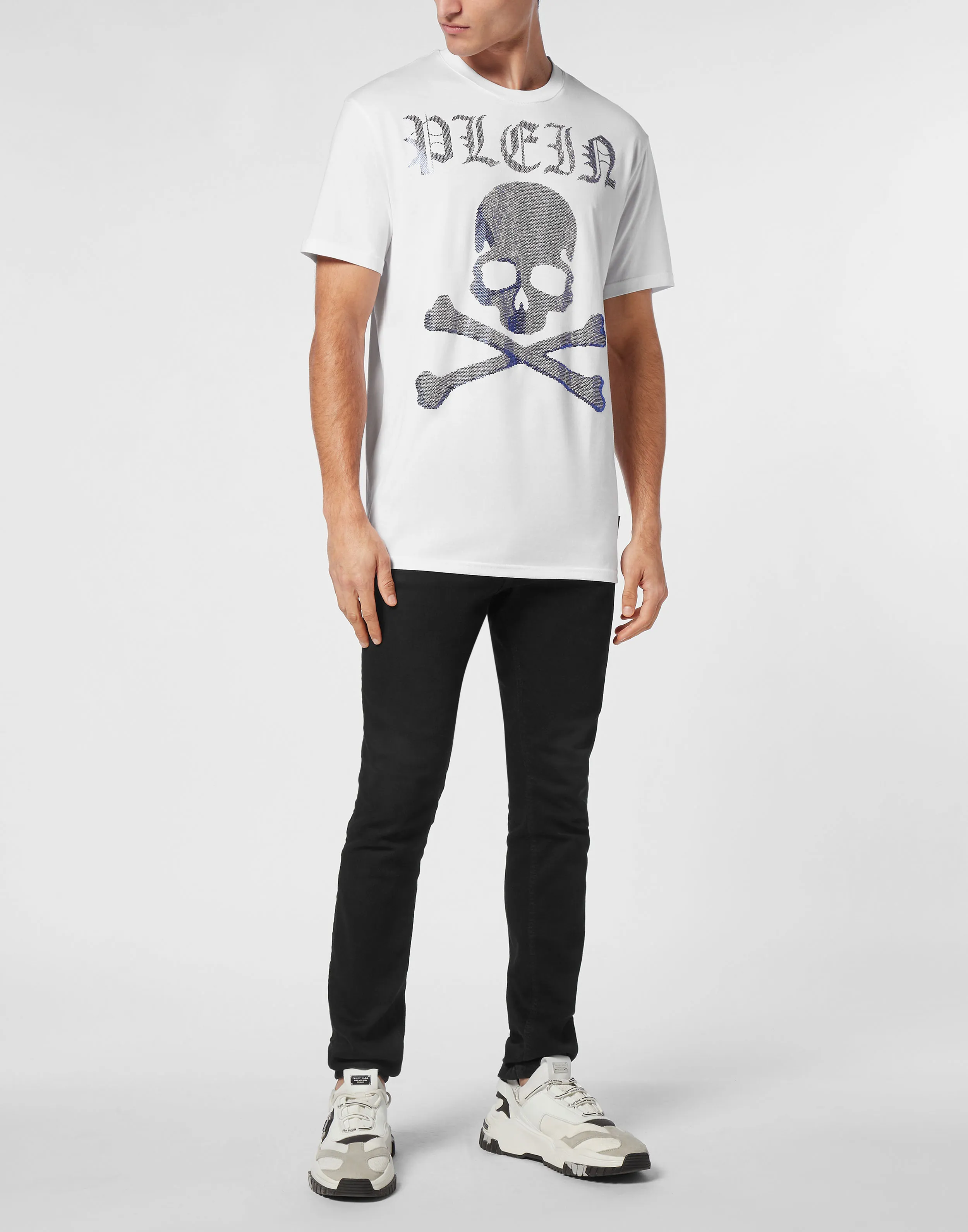 TSHIRT ROUND NECK SS STRASS SKULL&BONES