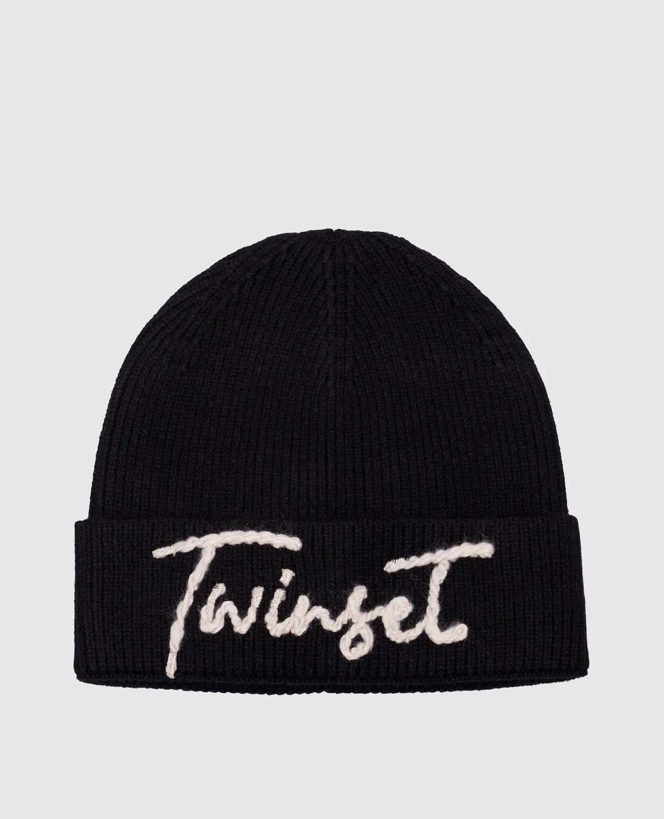 Twinset Black cap with logo embroidery