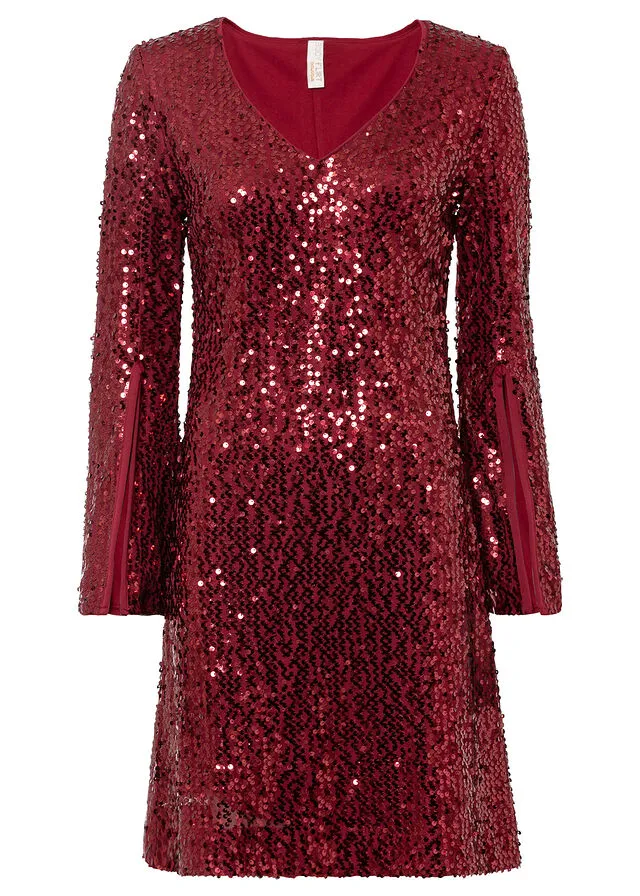 VESTIDO DE LENTEJUELAS DORADOBEIGE
