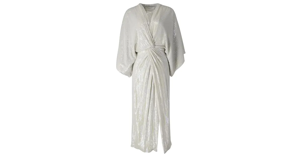 Vestido de seda blanca con lentejuelas torcidas en la parte delantera Jessi de Diane Von Furstenberg Blanco 