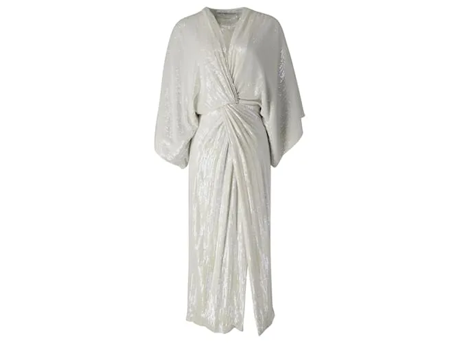 Vestido de seda blanca con lentejuelas torcidas en la parte delantera Jessi de Diane Von Furstenberg Blanco 
