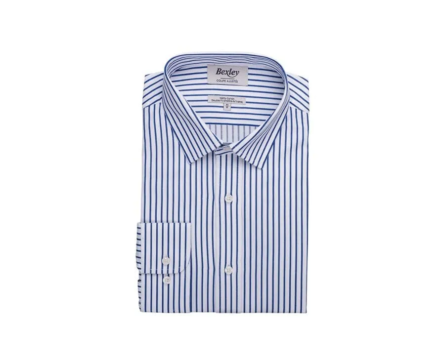 WHITE SHIRT WITH NAVY STRIPES  LÉONEL