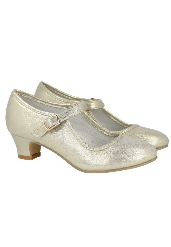 Zapatos Flamenca Niña Dorado