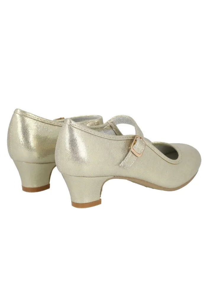 Zapatos Flamenca Niña Dorado