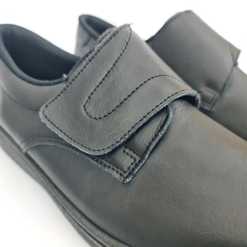 Zuecos Sanitarios Hombre Piel Cierre Velcro Anatómicos 290 Negro, de Percla